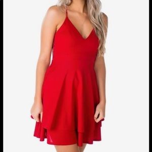 Red Skater Dress Lace Back